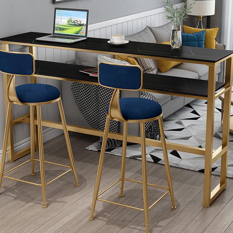 Indoor Stone Counter Wine Table Rectangle Footrest Bar Height Pub Table Black Without Chairs Clearhalo 'Bar Furniture' 'Bar Tables' 'bar_tables' 'furn' 'furn_bar_tables' 'Furniture' 'Kitchen & Dining Furniture' 5224848