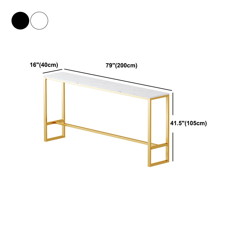 Glam Style Bar Table 42-inch Height Artificial Marble Top and Metal ...