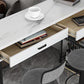 Living Room Double Pedestal Pub Table Contemporary Stone Bistro Bar Table Clearhalo 'Bar Furniture' 'Bar Tables' 'bar_tables' 'furn' 'furn_bar_tables' 'Furniture' 'Kitchen & Dining Furniture' 5224958