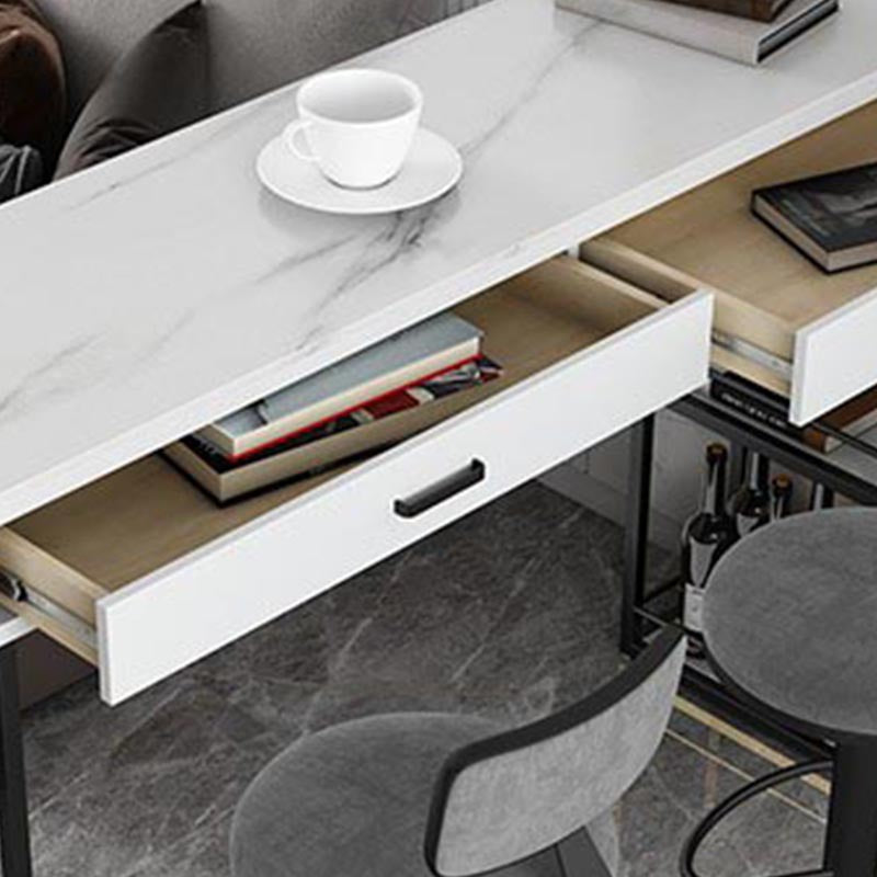 Living Room Double Pedestal Pub Table Contemporary Stone Bistro Bar Table Clearhalo 'Bar Furniture' 'Bar Tables' 'bar_tables' 'furn' 'furn_bar_tables' 'Furniture' 'Kitchen & Dining Furniture' 5224958