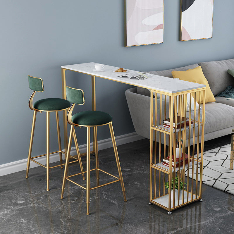 Artificial Marble Cocktail Bar Table 42-inch Height Gold Base Pub Table 70.9"L x 15.7"W x 41.3"H White Without Chairs Clearhalo 'Bar Furniture' 'Bar Tables' 'bar_tables' 'furn' 'furn_bar_tables' 'Furniture' 'Kitchen & Dining Furniture' 5225014