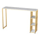 Artificial Marble Cocktail Bar Table 42-inch Height Gold Base Pub Table 94.5"L x 15.7"W x 41.3"H White Without Chairs Clearhalo 'Bar Furniture' 'Bar Tables' 'bar_tables' 'furn' 'furn_bar_tables' 'Furniture' 'Kitchen & Dining Furniture' 5225018