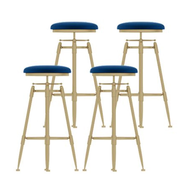 Nordic Style Metal Bar-stool Round Counter Bar Stool for Kitchen Blue Backless 4 Piece Set Clearhalo 'Bar Furniture' 'Bar Stools' 'bar_stools' 'furn' 'furn_bar_stools' 'Furniture' 'Kitchen & Dining Furniture' 5225314
