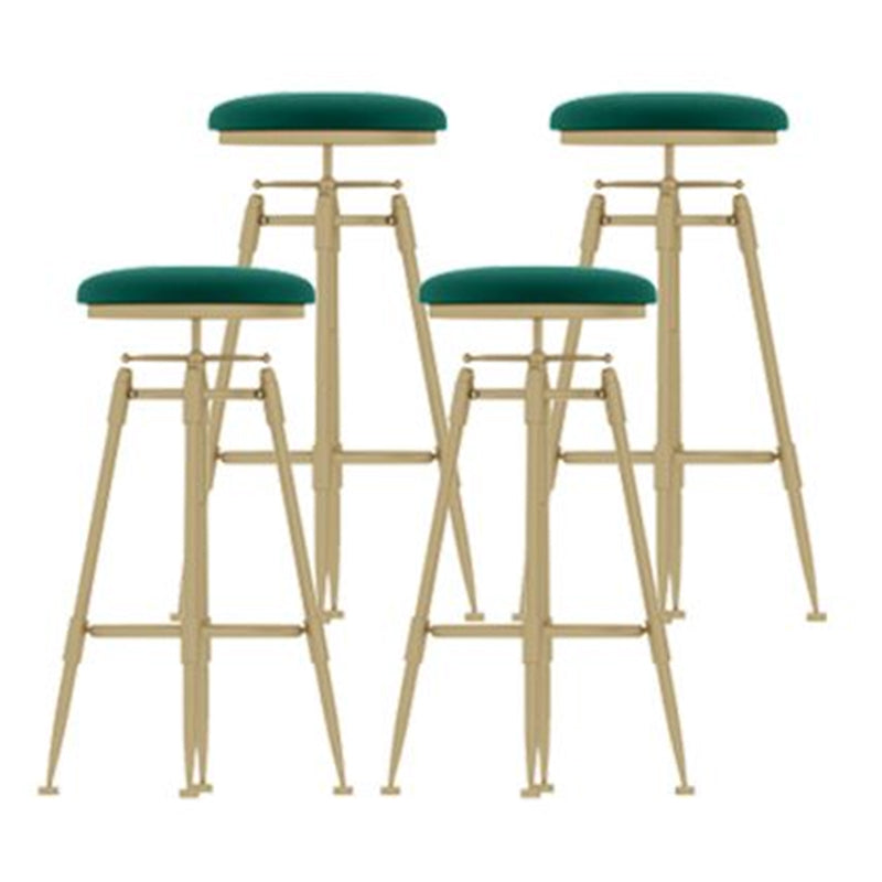 Nordic Style Metal Bar-stool Round Counter Bar Stool for Kitchen Green Backless 4 Piece Set Clearhalo 'Bar Furniture' 'Bar Stools' 'bar_stools' 'furn' 'furn_bar_stools' 'Furniture' 'Kitchen & Dining Furniture' 5225319