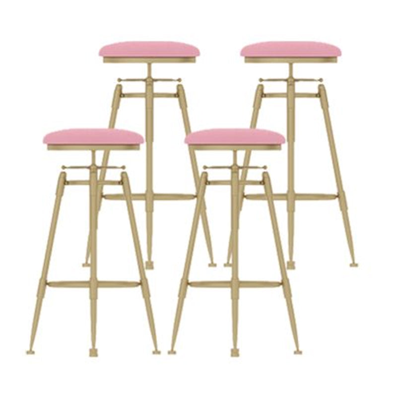 Nordic Style Metal Bar-stool Round Counter Bar Stool for Kitchen Pink Backless 4 Piece Set Clearhalo 'Bar Furniture' 'Bar Stools' 'bar_stools' 'furn' 'furn_bar_stools' 'Furniture' 'Kitchen & Dining Furniture' 5225321