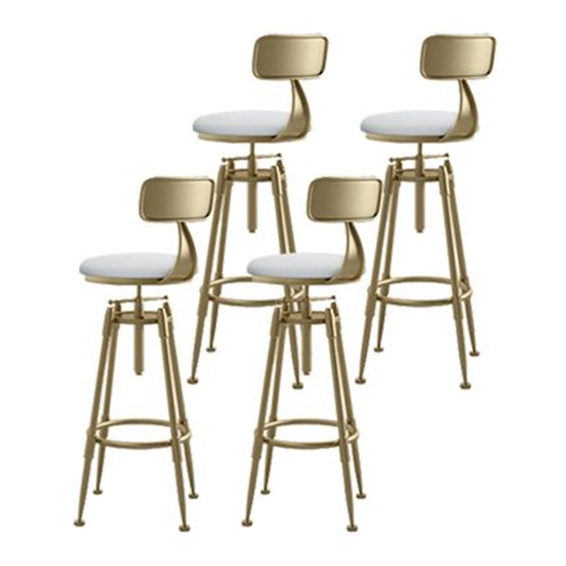 Nordic Style Metal Bar-stool Round Counter Bar Stool for Kitchen White With Back 4 Piece Set Clearhalo 'Bar Furniture' 'Bar Stools' 'bar_stools' 'furn' 'furn_bar_stools' 'Furniture' 'Kitchen & Dining Furniture' 5225323