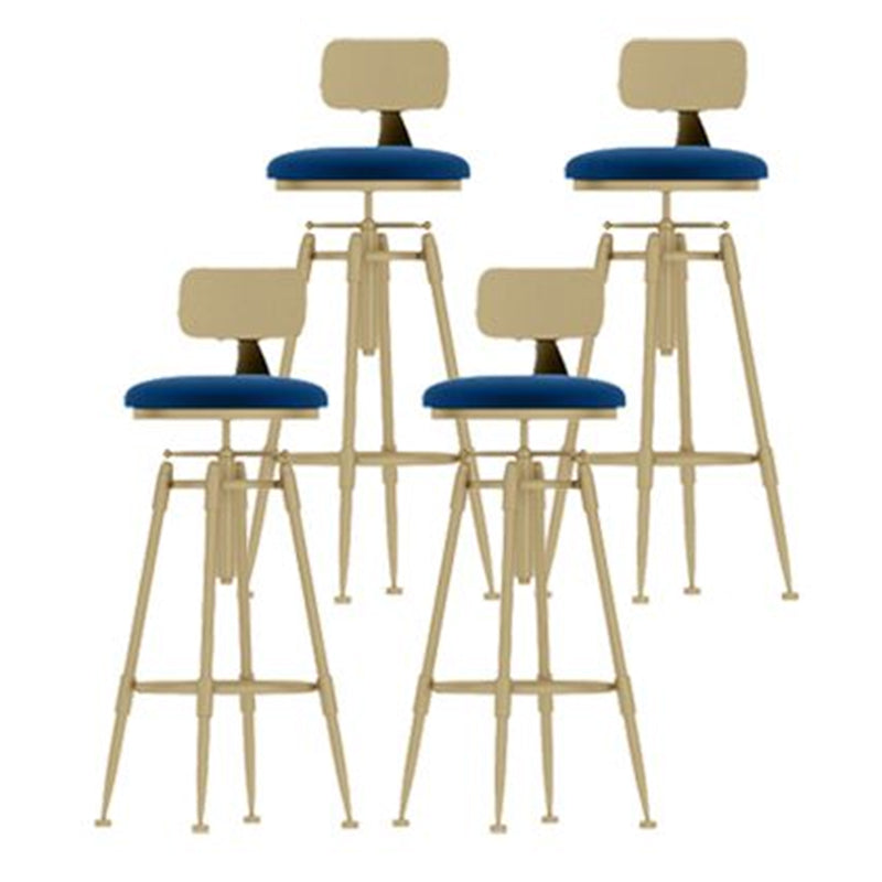 Nordic Style Metal Bar-stool Round Counter Bar Stool for Kitchen Blue With Back 4 Piece Set Clearhalo 'Bar Furniture' 'Bar Stools' 'bar_stools' 'furn' 'furn_bar_stools' 'Furniture' 'Kitchen & Dining Furniture' 5225327