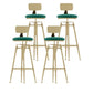 Nordic Style Metal Bar-stool Round Counter Bar Stool for Kitchen Green With Back 4 Piece Set Clearhalo 'Bar Furniture' 'Bar Stools' 'bar_stools' 'furn' 'furn_bar_stools' 'Furniture' 'Kitchen & Dining Furniture' 5225328