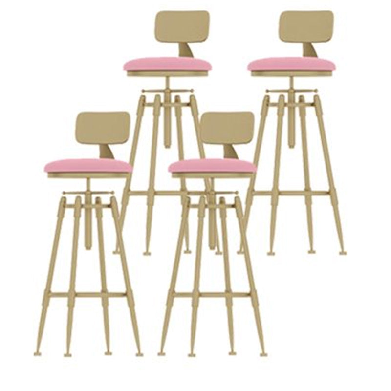 Nordic Style Metal Bar-stool Round Counter Bar Stool for Kitchen Pink With Back 4 Piece Set Clearhalo 'Bar Furniture' 'Bar Stools' 'bar_stools' 'furn' 'furn_bar_stools' 'Furniture' 'Kitchen & Dining Furniture' 5225329