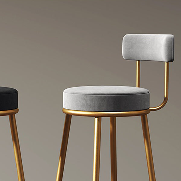 Sgabelli da bar imbottiti in stile glam per sgabelli rotondi in casa con gambe metalliche