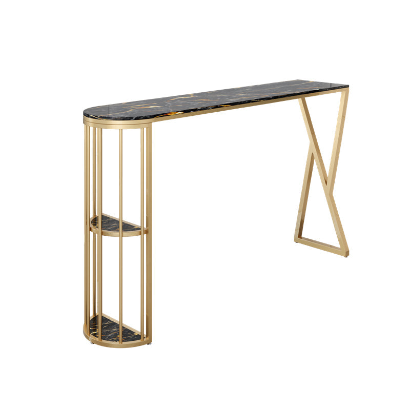 1/3 Pieces Glam Iron Bar Table Set Sintered Stone Top Bistro Set with Shelf Clearhalo 'Bar Furniture' 'furn' 'furn_home_bar_bar_sets' 'Furniture' 'Home Bars & Bar Sets' 'home_bar_bar_sets' 'Kitchen & Dining Furniture' 5225439