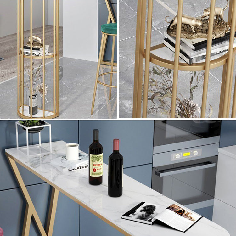 1/3 Pieces Glam Iron Bar Table Set Sintered Stone Top Bistro Set with Shelf Clearhalo 'Bar Furniture' 'furn' 'furn_home_bar_bar_sets' 'Furniture' 'Home Bars & Bar Sets' 'home_bar_bar_sets' 'Kitchen & Dining Furniture' 5225442
