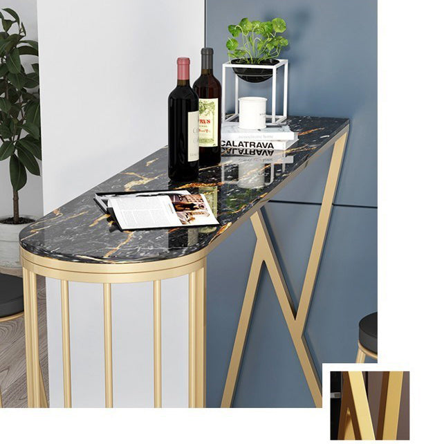 1/3 Pieces Glam Iron Bar Table Set Sintered Stone Top Bistro Set with Shelf Clearhalo 'Bar Furniture' 'furn' 'furn_home_bar_bar_sets' 'Furniture' 'Home Bars & Bar Sets' 'home_bar_bar_sets' 'Kitchen & Dining Furniture' 5225444
