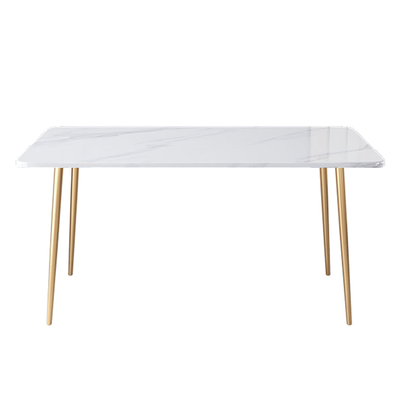 Glam Iron Dinette Set 1/2/3/5/7 Pieces Rectangle Dining Table Set with Sintered Stone Top