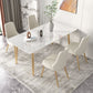 Glam Iron Dinette Set 1/2/3/5/7 Pieces Rectangle Dining Table Set with Sintered Stone Top