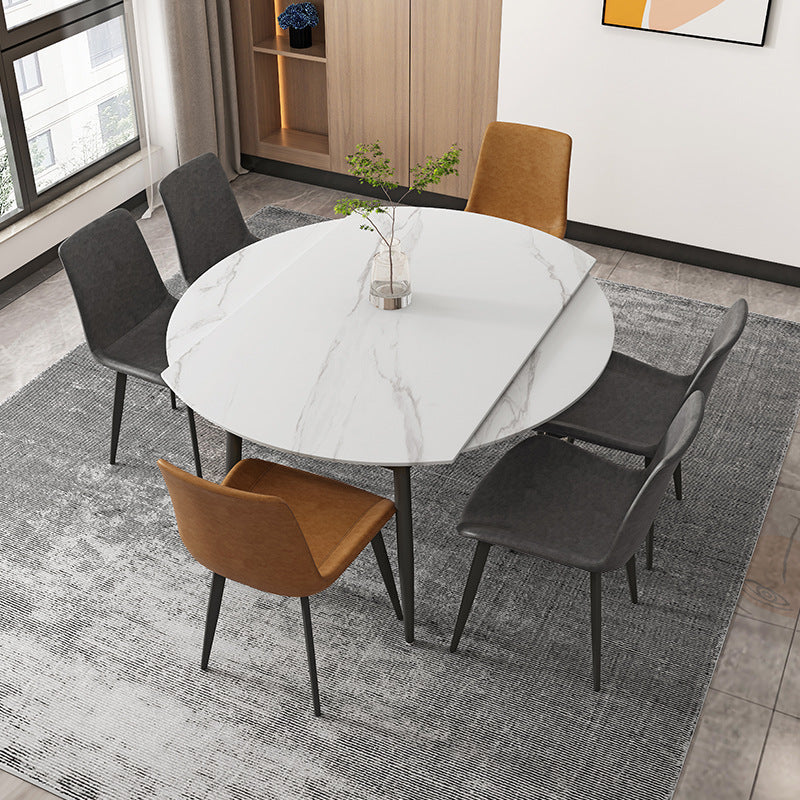 Contemporary Style Sintered Stone Dining Round Table Set 1/4/5/7 Pieces Dining Set Clearhalo 'Dining Room Sets' 'Dining Tables & Seating' 'dining_room_set' 'furn' 'furn_dining_room_set' 'Furniture' 'Kitchen & Dining Furniture' 5225610