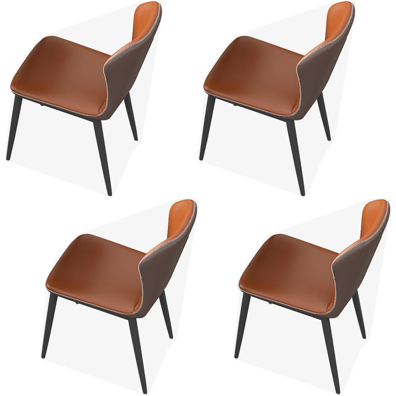 Contemporary Style Sintered Stone Dining Round Table Set 1/4/5/7 Pieces Dining Set 4 Orange Chairs Clearhalo 'Dining Room Sets' 'Dining Tables & Seating' 'dining_room_set' 'furn' 'furn_dining_room_set' 'Furniture' 'Kitchen & Dining Furniture' 5225612