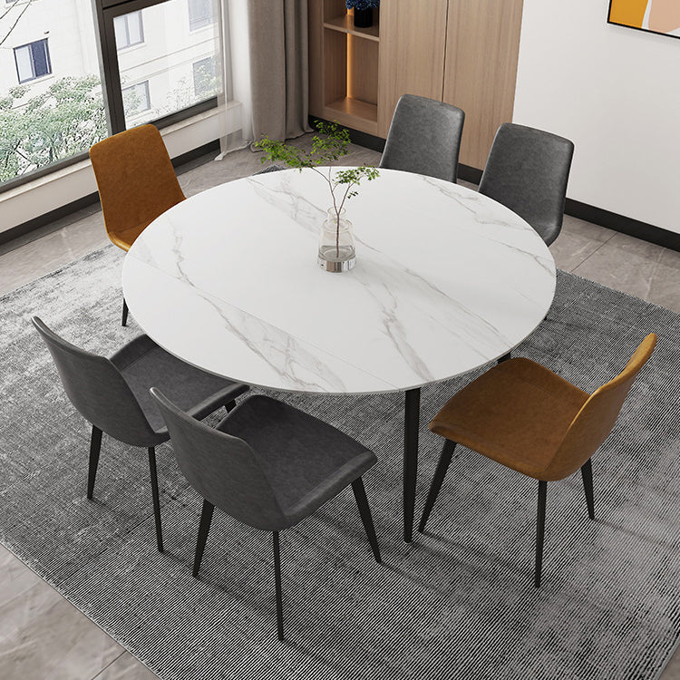 Contemporary Style Sintered Stone Dining Round Table Set 1/4/5/7 Pieces Dining Set Clearhalo 'Dining Room Sets' 'Dining Tables & Seating' 'dining_room_set' 'furn' 'furn_dining_room_set' 'Furniture' 'Kitchen & Dining Furniture' 5225615