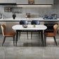 Contemporary Style Sintered Stone Dining Round Table Set 1/4/5/7 Pieces Dining Set 5 Pieces: Table, 2 Blue+2 Orange Chairs Clearhalo 'Dining Room Sets' 'Dining Tables & Seating' 'dining_room_set' 'furn' 'furn_dining_room_set' 'Furniture' 'Kitchen & Dining Furniture' 5225623