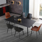 Designer Style Sintered Stone Dining Set Rectangle 1/2/5/7 Pieces Dining Area Table Set 7 Pieces: Table, 4 Grey+2 Orange Chairs Clearhalo 'Dining Room Sets' 'Dining Tables & Seating' 'dining_room_set' 'furn' 'furn_dining_room_set' 'Furniture' 'Kitchen & Dining Furniture' 5225631