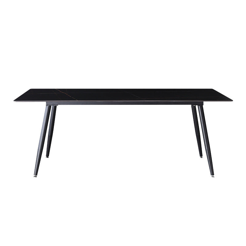 Designer Style Sintered Stone Dining Set Rectangle 1/2/5/7 Pieces Dining Area Table Set Black 70.9"L x 35.4"W Clearhalo 'Dining Room Sets' 'Dining Tables & Seating' 'dining_room_set' 'furn' 'furn_dining_room_set' 'Furniture' 'Kitchen & Dining Furniture' 5225633