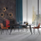 Designer Style Sintered Stone Dining Set Rectangle 1/2/5/7 Pieces Dining Area Table Set 5 Pieces: Table, 2 Orange+2 Grey Chairs Clearhalo 'Dining Room Sets' 'Dining Tables & Seating' 'dining_room_set' 'furn' 'furn_dining_room_set' 'Furniture' 'Kitchen & Dining Furniture' 5225634