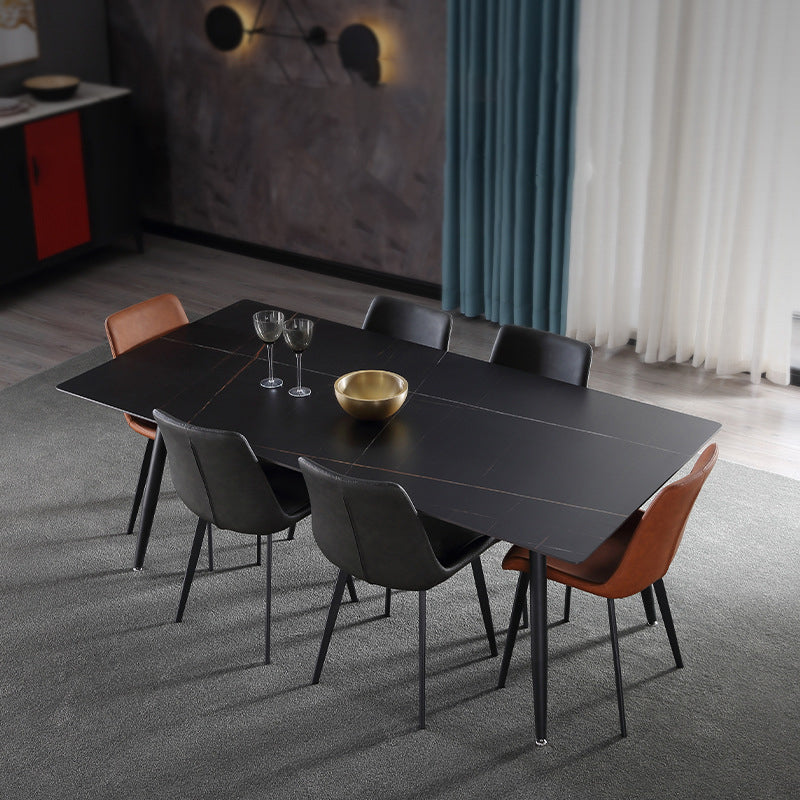Designer Style Sintered Stone Dining Set Rectangle 1/2/5/7 Pieces Dining Area Table Set Clearhalo 'Dining Room Sets' 'Dining Tables & Seating' 'dining_room_set' 'furn' 'furn_dining_room_set' 'Furniture' 'Kitchen & Dining Furniture' 5225636