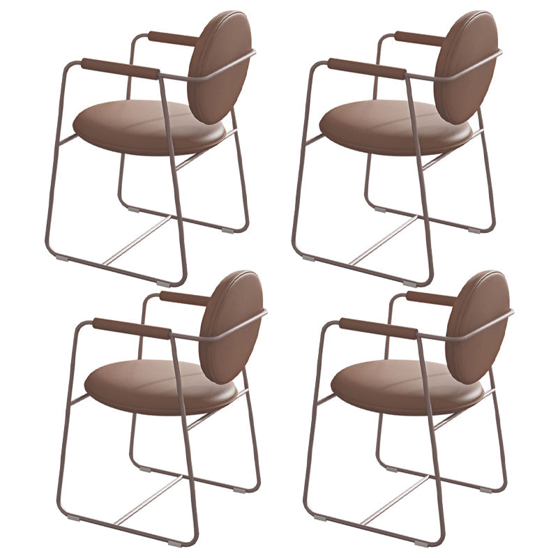 Luxury Sintered Stone Top Dining Set Rectangle 1/4/5/7 Pieces Dining Area Table Set 4 Brown Chairs Clearhalo 'Dining Room Sets' 'Dining Tables & Seating' 'dining_room_set' 'furn' 'furn_dining_room_set' 'Furniture' 'Kitchen & Dining Furniture' 5225653