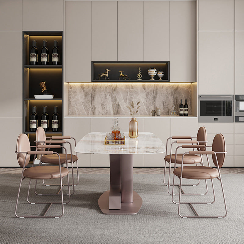 Luxury Sintered Stone Top Dining Set Rectangle 1/4/5/7 Pieces Dining Area Table Set Clearhalo 'Dining Room Sets' 'Dining Tables & Seating' 'dining_room_set' 'furn' 'furn_dining_room_set' 'Furniture' 'Kitchen & Dining Furniture' 5225655