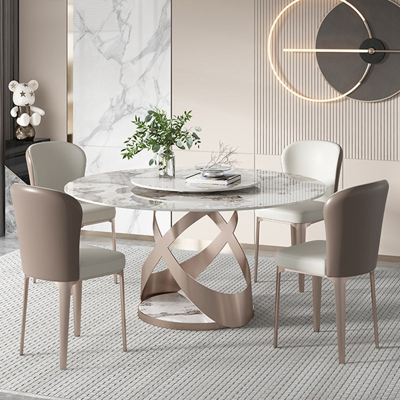 Ensemble de table à manger ronde moderne 1/2/5/9 pièces avec plateau en pierre frittée