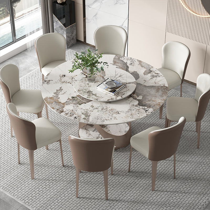 Ensemble de table à manger ronde moderne 1/2/5/9 pièces avec plateau en pierre frittée