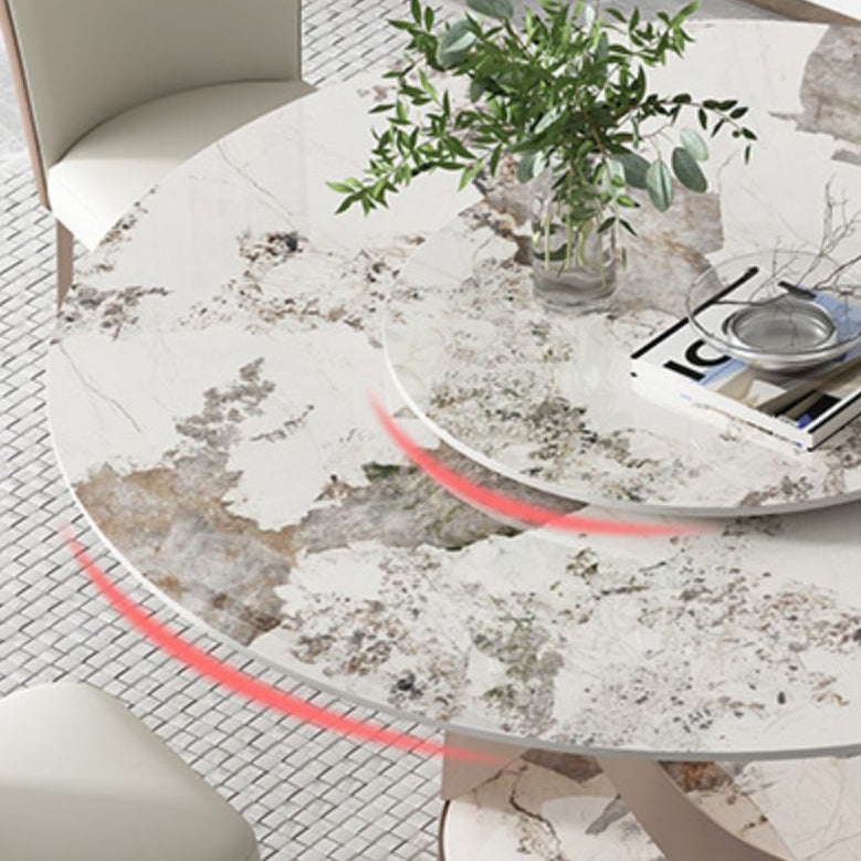 Ensemble de table à manger ronde moderne 1/2/5/9 pièces avec plateau en pierre frittée