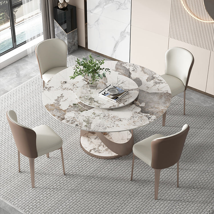 Ensemble de table à manger ronde moderne 1/2/5/9 pièces avec plateau en pierre frittée