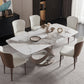 Modern Rectangle Dining Table Set 1/4/5/6/7 Pieces Dinette Set with Sintered Stone Top 6 Pieces: Table, 5 Chairs Clearhalo 'Dining Room Sets' 'Dining Tables & Seating' 'dining_room_set' 'furn' 'furn_dining_room_set' 'Furniture' 'Kitchen & Dining Furniture' 5225705