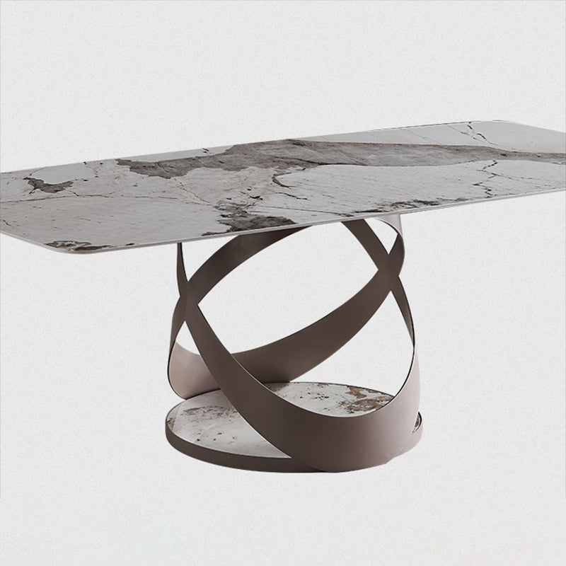 Modern Rectangle Dining Table Set 1/4/5/6/7 Pieces Dinette Set with Sintered Stone Top Clearhalo 'Dining Room Sets' 'Dining Tables & Seating' 'dining_room_set' 'furn' 'furn_dining_room_set' 'Furniture' 'Kitchen & Dining Furniture' 5225709