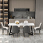 Set tavolo da pranzo moderno rettangolare Set dinette da 1/2/5/7 pezzi con piano in pietra sinterizzata bianca