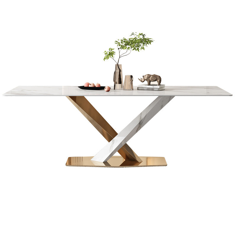 Nordic Sintered Stone Top Dining Set Rectangle 1/4/5/6/7/9 Pieces Dining Room Table Set