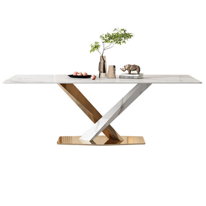 Nordic Sintered Stone Top Dining Set Rectangle 1/4/5/6/7/9 Pieces Dining Room Table Set