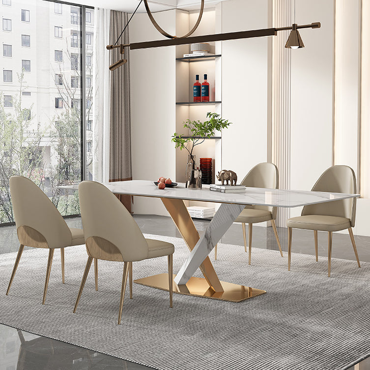 Nordic Sintered Stone Top Dining Set Rectangle 1/4/5/6/7/9 Pieces Dining Room Table Set Clearhalo 'Dining Room Sets' 'Dining Tables & Seating' 'dining_room_set' 'furn' 'furn_dining_room_set' 'Furniture' 'Kitchen & Dining Furniture' 5225771