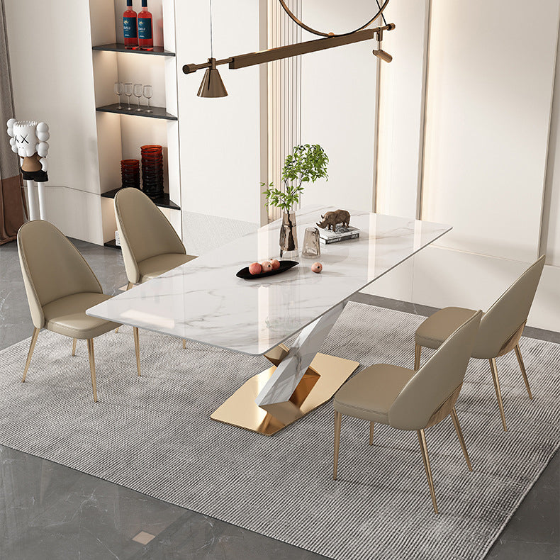 Nordic Sintered Stone Top Dining Set Rectangle 1/4/5/6/7/9 Pieces Dining Room Table Set