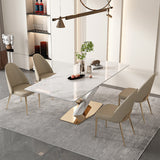 Nordic Sintered Stone Top Dining Set Rectangle 1/4/5/6/7/9 Pieces Dining Room Table Set Clearhalo 'Dining Room Sets' 'Dining Tables & Seating' 'dining_room_set' 'furn' 'furn_dining_room_set' 'Furniture' 'Kitchen & Dining Furniture' 5225772