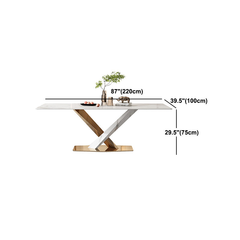 Nordic Sintered Stone Top Dining Set Rectangle 1/4/5/6/7/9 Pieces Dining Room Table Set
