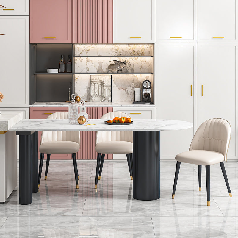 Mesa de comedor de piedra sinterizada mesa de comedor blanca moderna para cocina