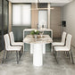 Stone Top Dining Table Traditional Luxury Dining Table with 3 Legs Base in White