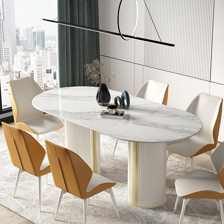 Ovaal dubbele voetstuk meubels luxe stijl stenen eetkamer collectie