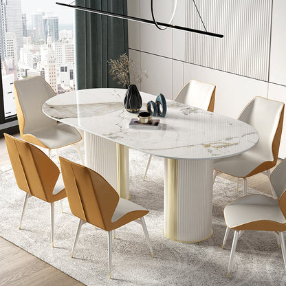 Ovaal dubbele voetstuk meubels luxe stijl stenen eetkamer collectie
