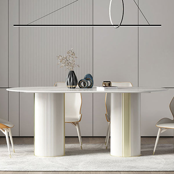 Ovaal dubbele voetstuk meubels luxe stijl stenen eetkamer collectie