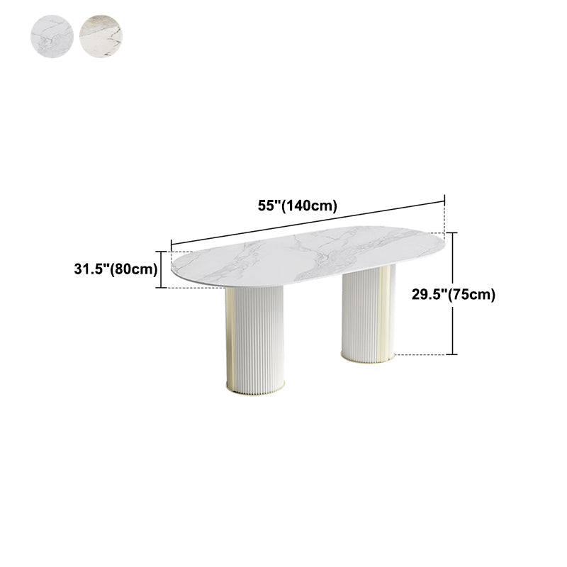 Ovaal dubbele voetstuk meubels luxe stijl stenen eetkamer collectie