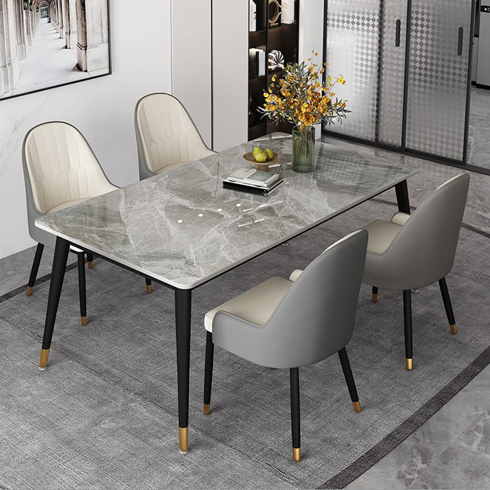 Gray Sintered Stone Dining Table Traditional Luxury Dining Table with 4 Legs 70.9"L x 31.5"W x 29.5"H Without Chairs Clearhalo 'Dining Tables & Seating' 'Dining Tables' 'dining_table' 'furn' 'furn_dining_table' 'Furniture' 'Kitchen & Dining Furniture' 5225833