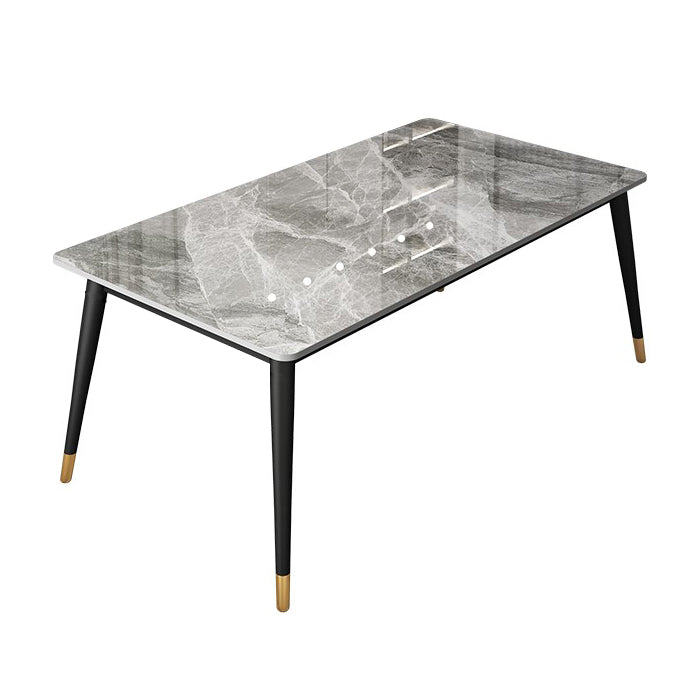 Gray Sintered Stone Dining Table Traditional Luxury Dining Table with 4 Legs Clearhalo 'Dining Tables & Seating' 'Dining Tables' 'dining_table' 'furn' 'furn_dining_table' 'Furniture' 'Kitchen & Dining Furniture' 5225837